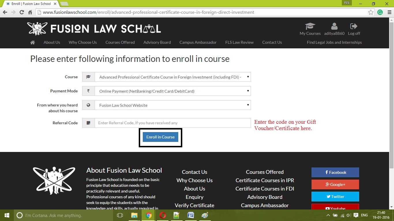 How to claim Fusion Law School gift certificate